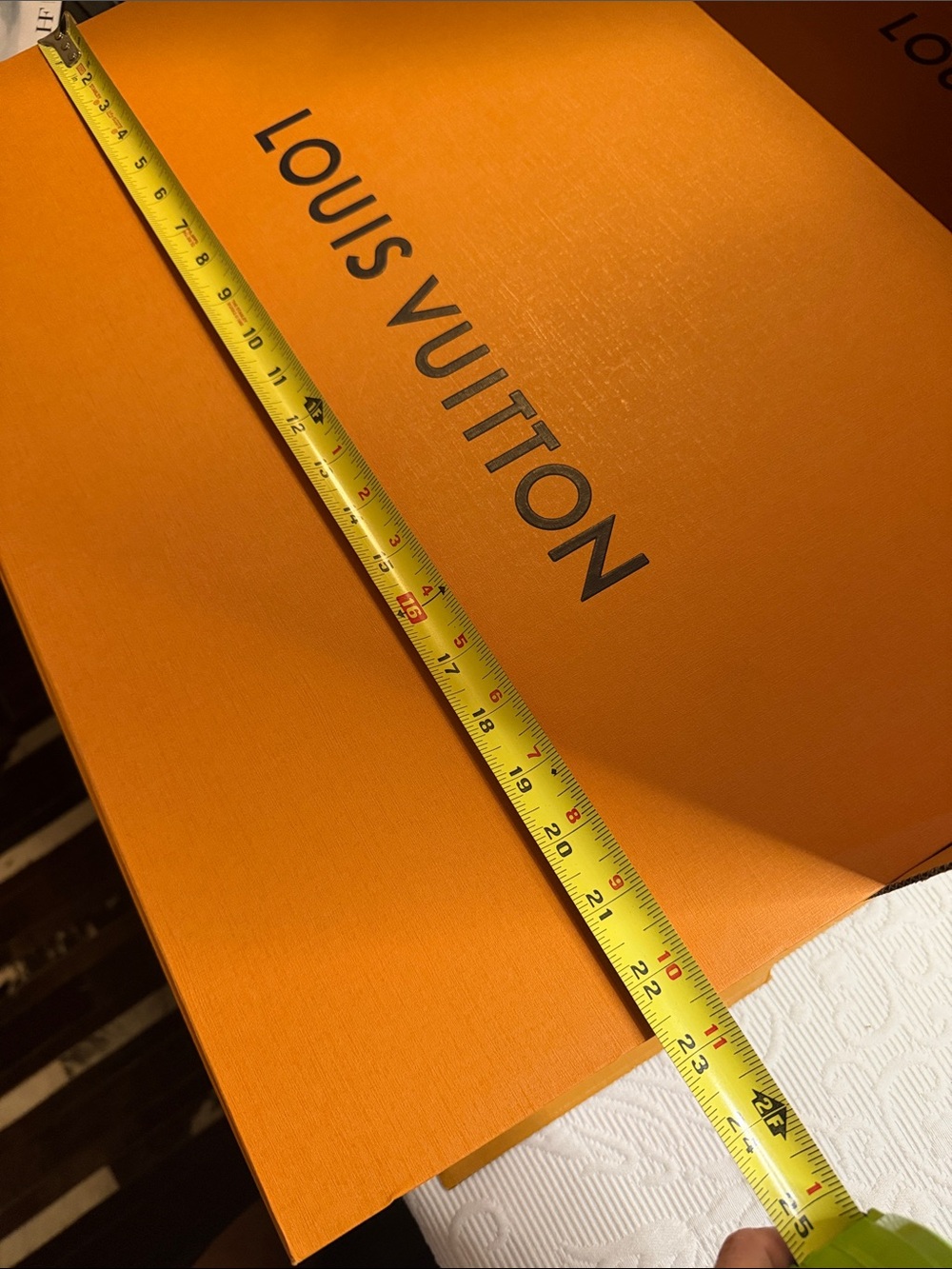 Louis Vuitton Orange Gift Bag with Blue Ribbon Handle and Box Set. - Picture 5 of 15